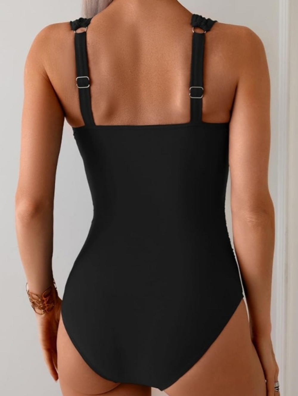 B2prity Black Tummy Control Ruched One Piece Swimsuit Size Medium NWT - Picture 2 of 8